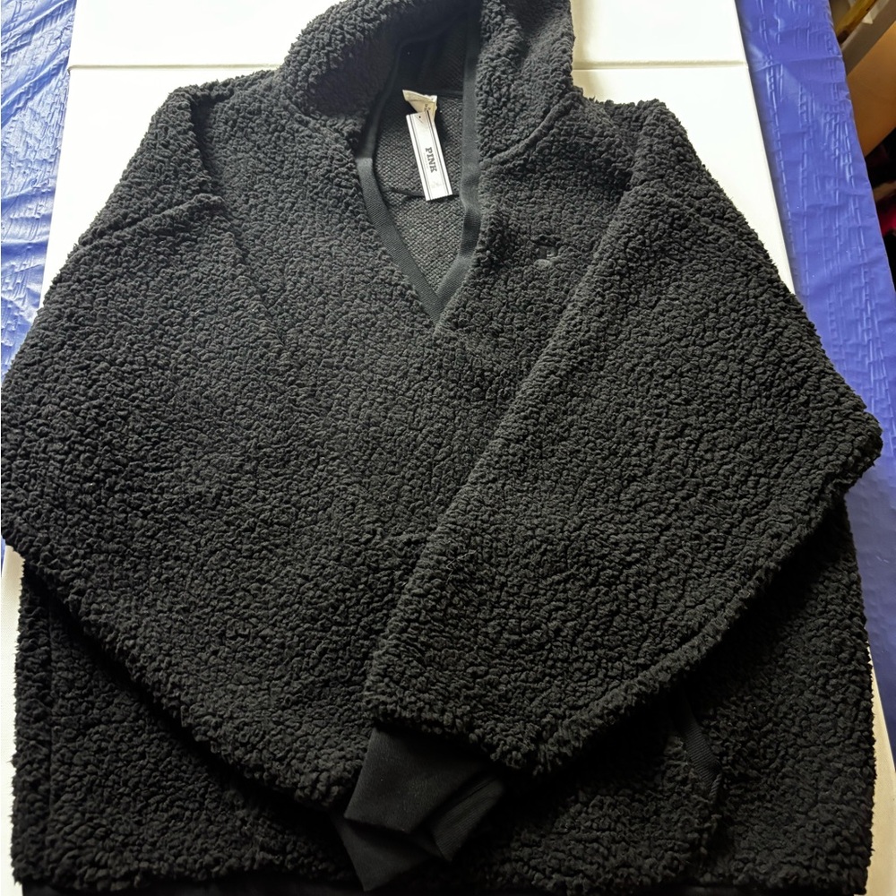 NWT Victoria's Secret PINK Black Fleece Hoodie